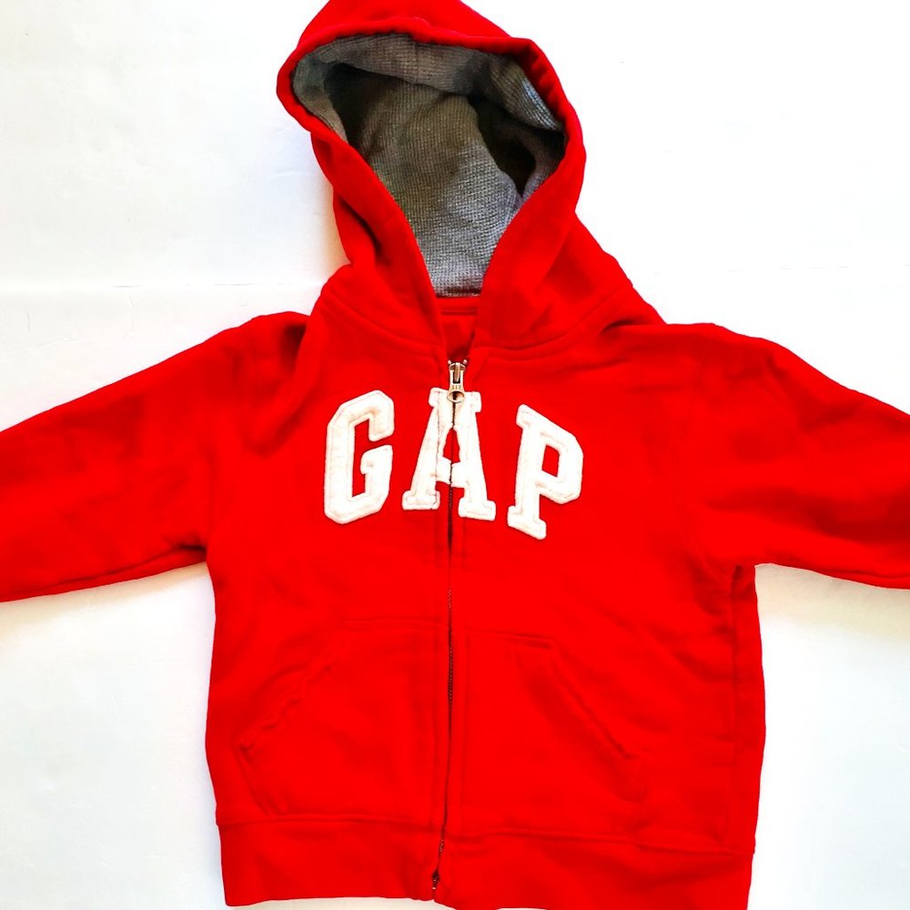 Gap Boys Sweatshirt Jacket Red Hoodie Logo Size 3T